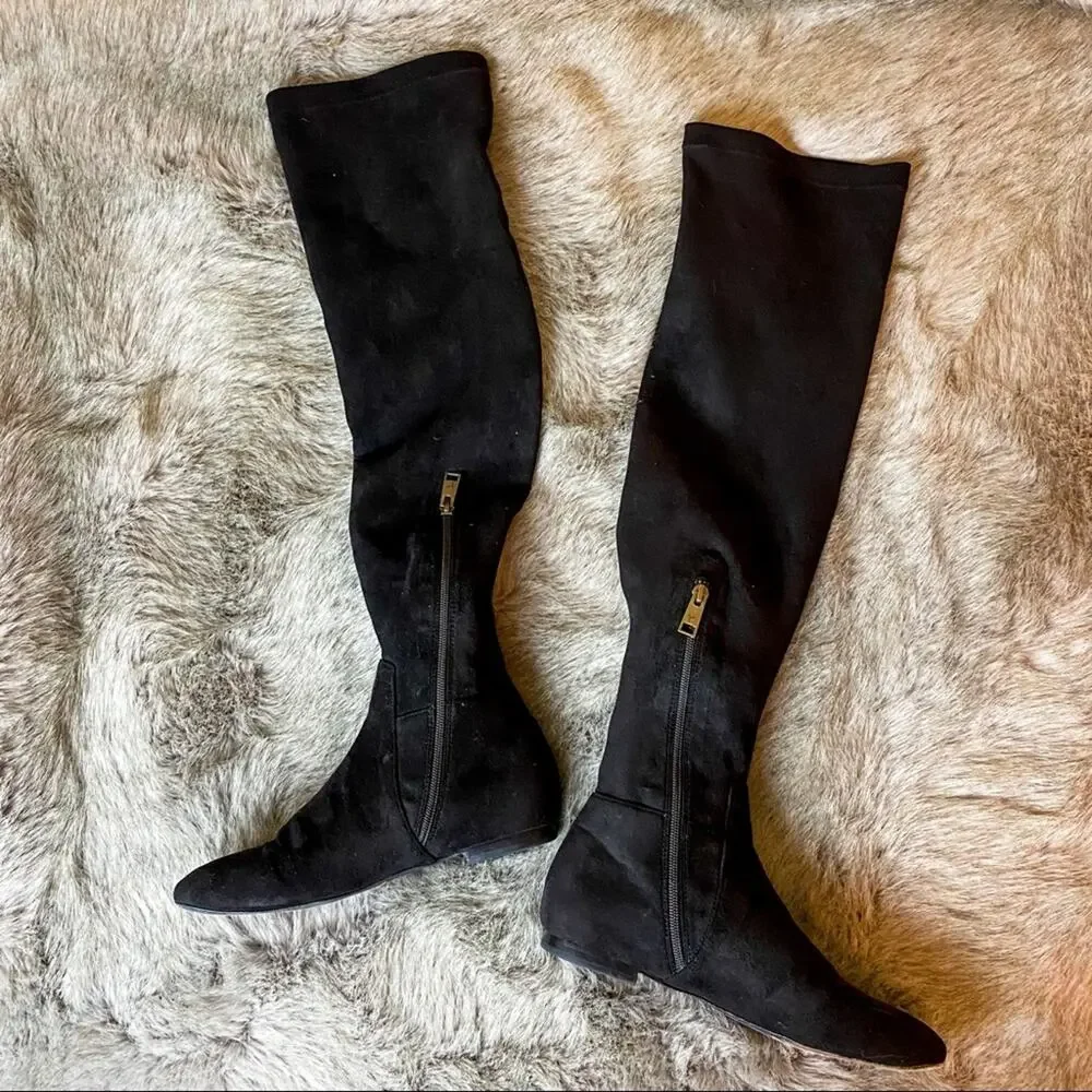 JOIE Hayleigh Black Suede Stretch OTK Boot EU 38 / US 7.5 EUC